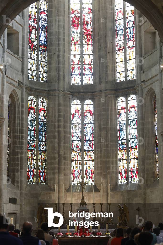 Pentecost mass in St Nicolas's church, Beaumont-le-Roger, France
