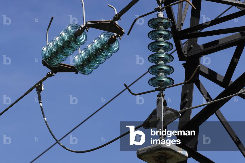Power line, electricity.  France.