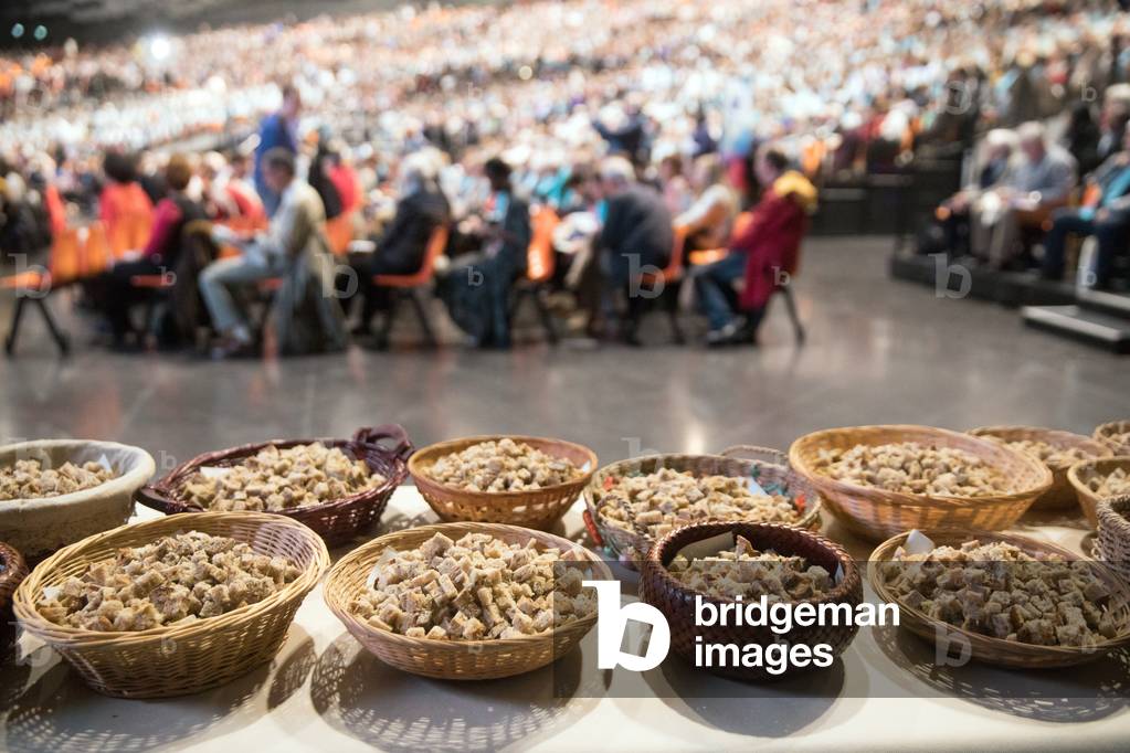 Protestant celebration at the Zenith of Strasbourg, Bread for Holy communion, Strasbourg, France.