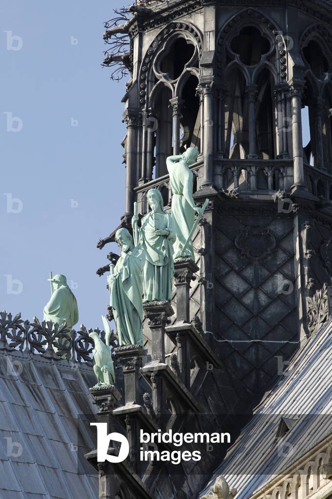 Notre Dame Cathedral spire statues Paris France