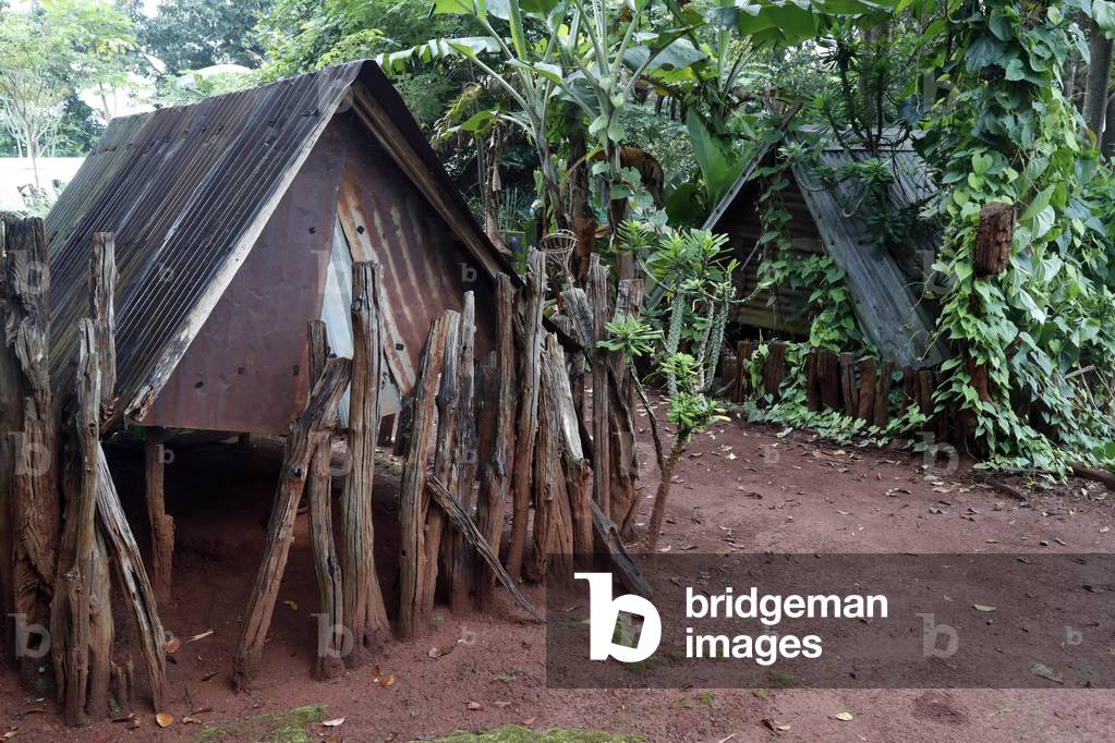 Jarai (Gia Rai) ethnic group. Graves, tombs looking like local houses. Kon Tum. Vietnam