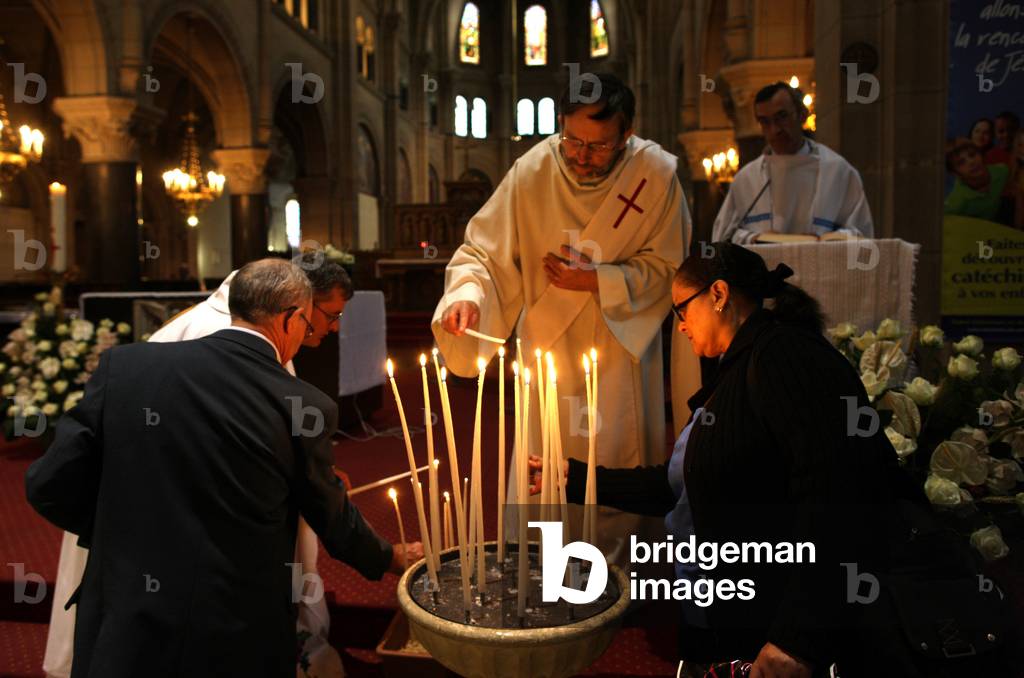 First communion celebration in a catholic church Paris France