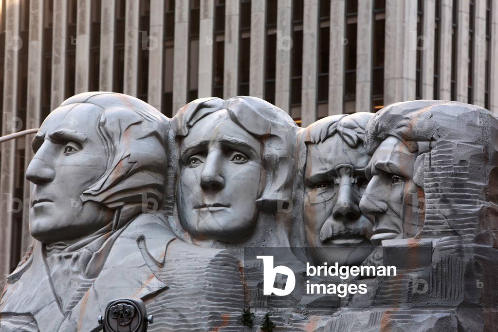 Macy's Thanksgiving Day Parade. Mount Rushmore float, New York, United States of America