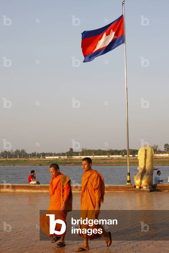 Buddhist monks at Sisowath QuayPhnom Penh, Phnom Penh, Cambodia