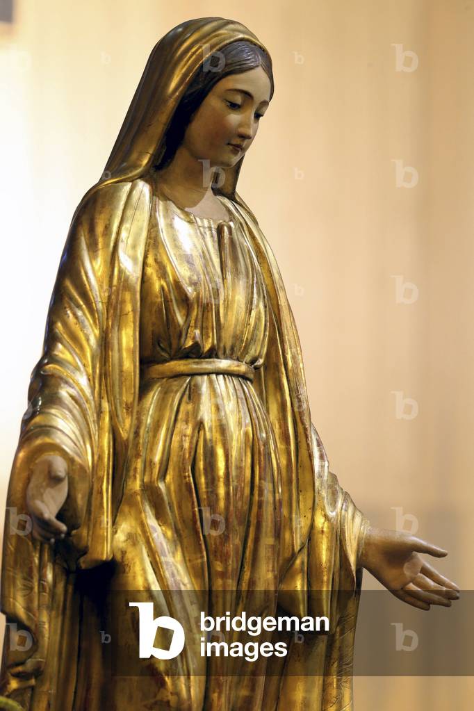 Ars-sur-Formans, Ain, France - Ars-sur-Fromans. Sanctuary-Shrine of Jean-Marie Vianney (the Cure d'Ars). Virgin Mary statue.