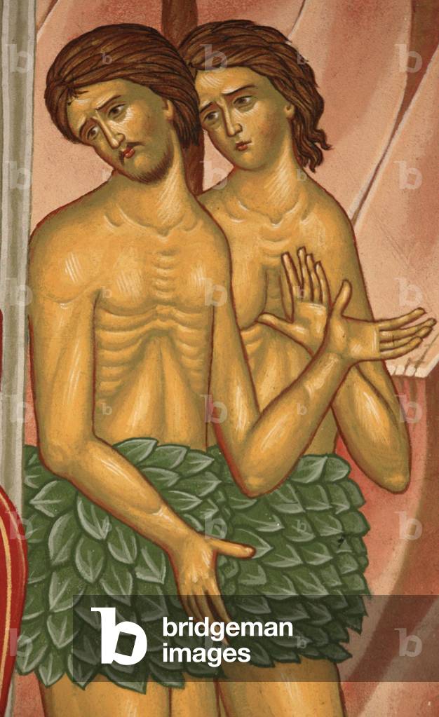 Adam and Eve. Saint-Antoine-le-Grand orthodox church Saint-Laurent-en-Royans France