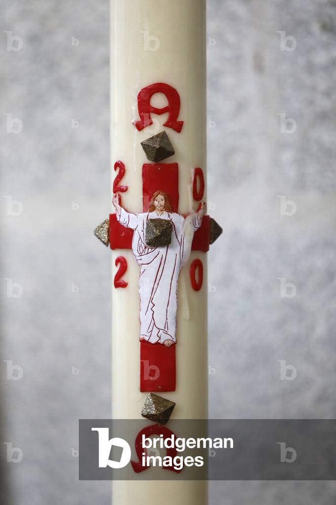 Notre Dame basilica, Alencon, Orne. Easter candle.