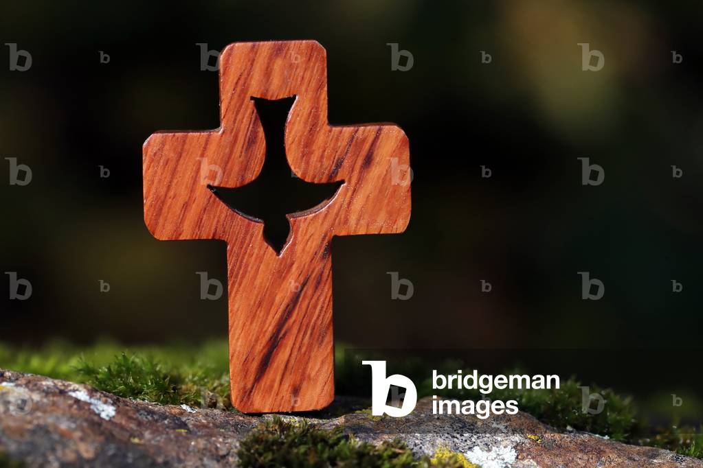Wooden christian coss with Holy Spirit. France.