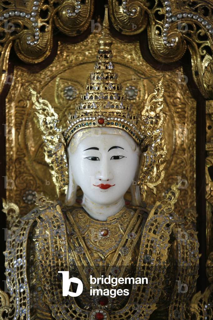 Burmese marble Buddha. Dharmikarama temple. Penang Penang Malaysia