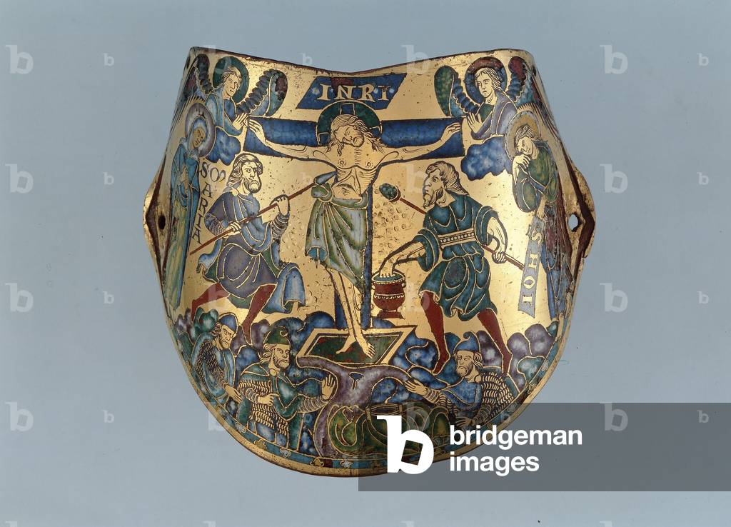 Armilla depicting the Crucifixion, from the Rhein-Maas area, c.1170-80 (copper, gilt & enamel)