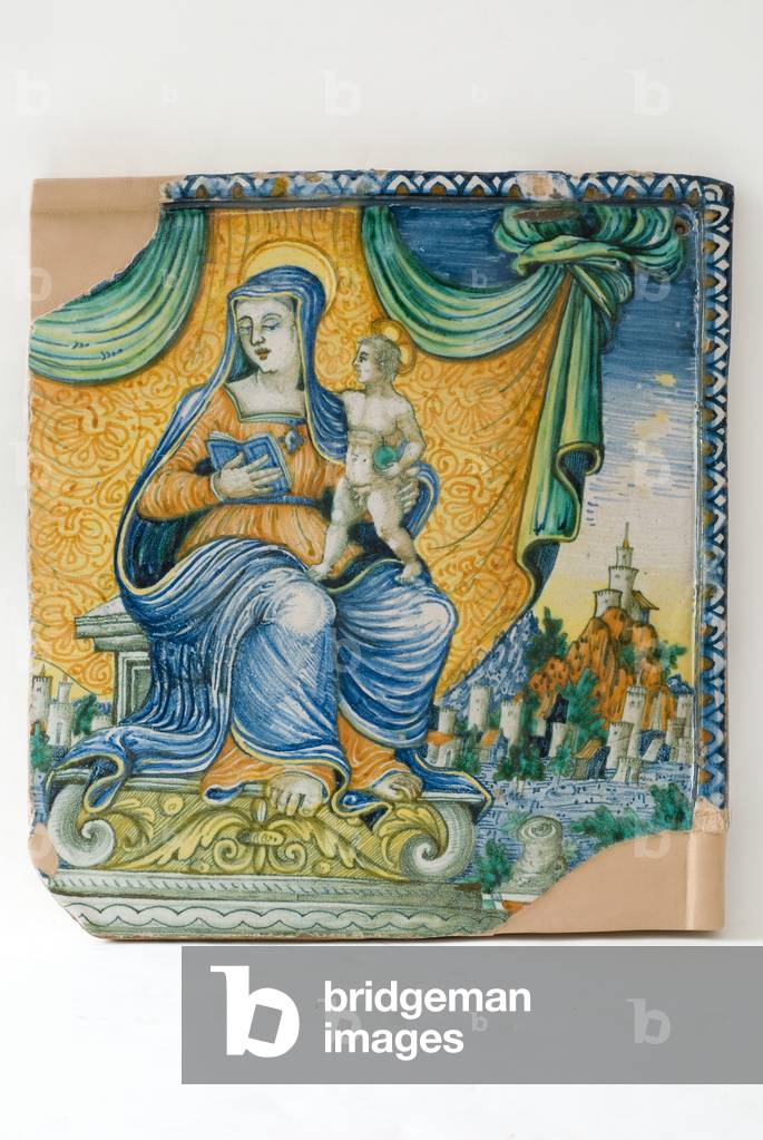 Madonna and Child Jesus Enthroned, c.1550-1599 (painted majolica)