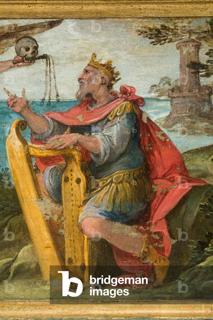 Angel appears to King David (detail), c.1590-1600 (tempera on board)