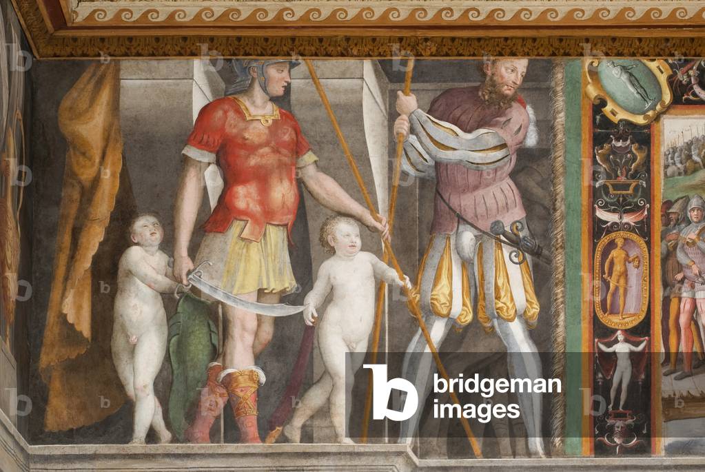 Warrios and putti, detail, c.1545-48 (fresco)