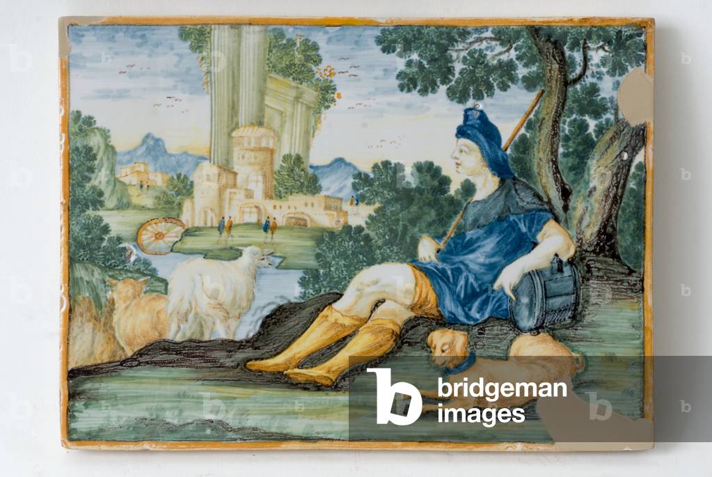 Bucolic scene, c.1750-1799 (painted majolica)