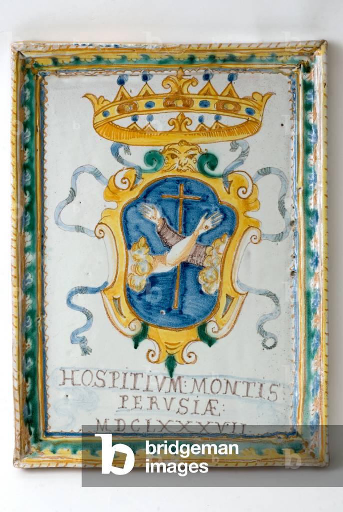 Coat of arms of Monte Ripido, 1687 (painted majolica)