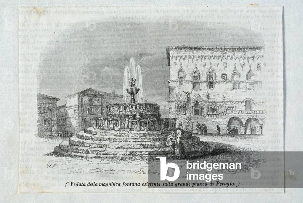 View of Piazza Grande of Perugia, c.1840 (litho)
