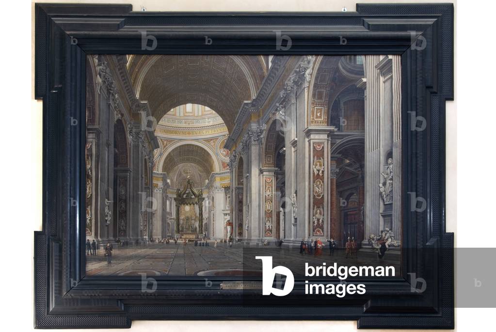 Prospectus of the central nave of St. Peter's Basilica in Rome, c.1877-1879 (oil on canvas)