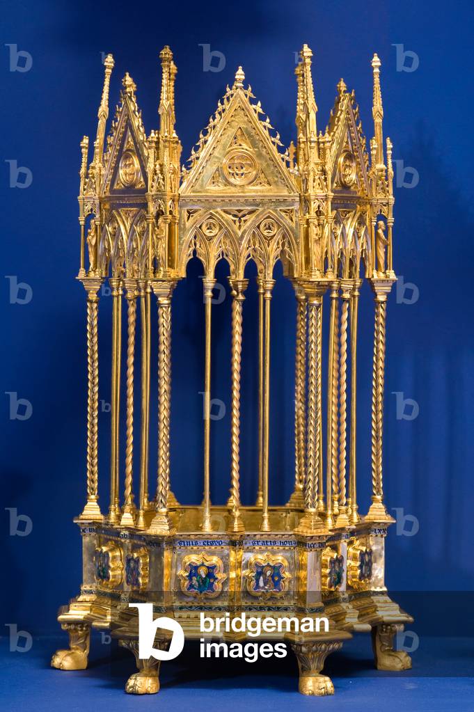 Reliquary A Tempietto, 1376 (golden copper; enamels)