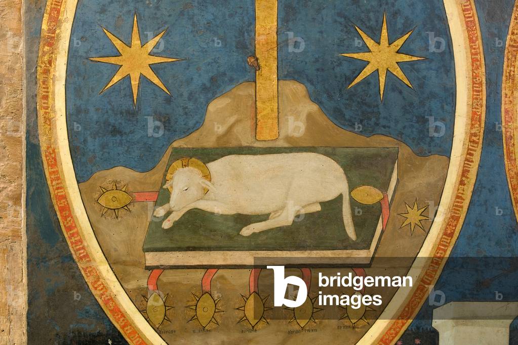 Our Lady of the Recommended and Mystic Lamb, detail, c.1440-60 (tempera on panel)