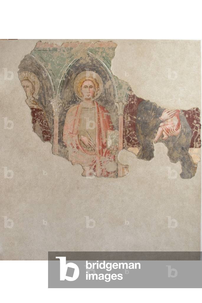 Madonna with Child Jesus, Saint Elizabeth of Hungary and Saint John the Evangelist, c.1340-1350 (fresco)