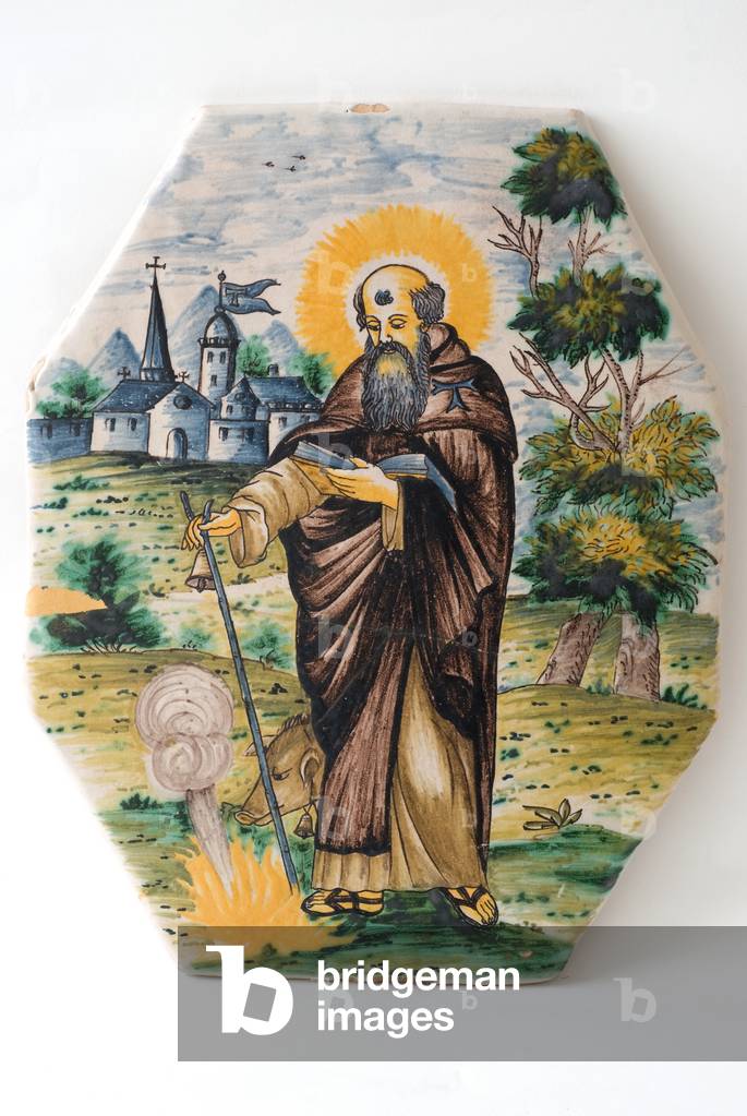 St. Anthony Abbot, c.1750-1800 (painted majolica)