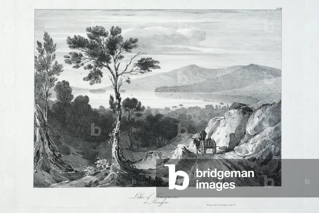 View of Lake Trasimeno, c.1850 (lithograph on paper)