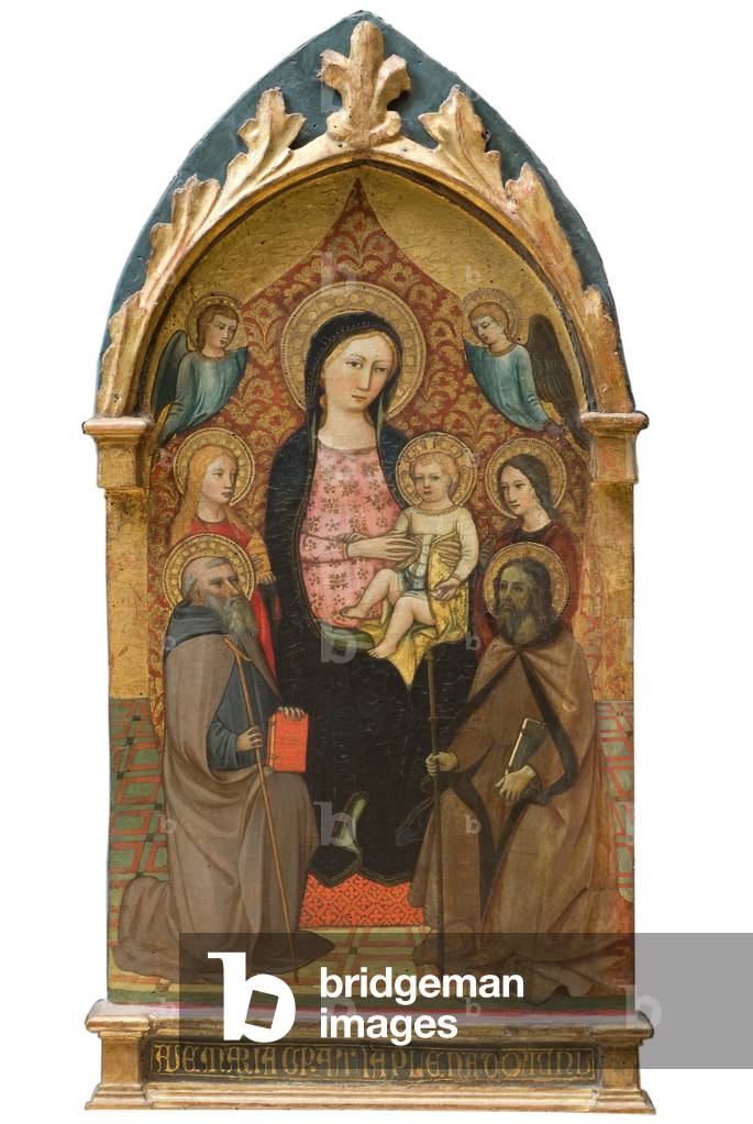 Madonna and Child Jesus enthroned with Saints and Angels, c.1400-20 (tempera on panel)