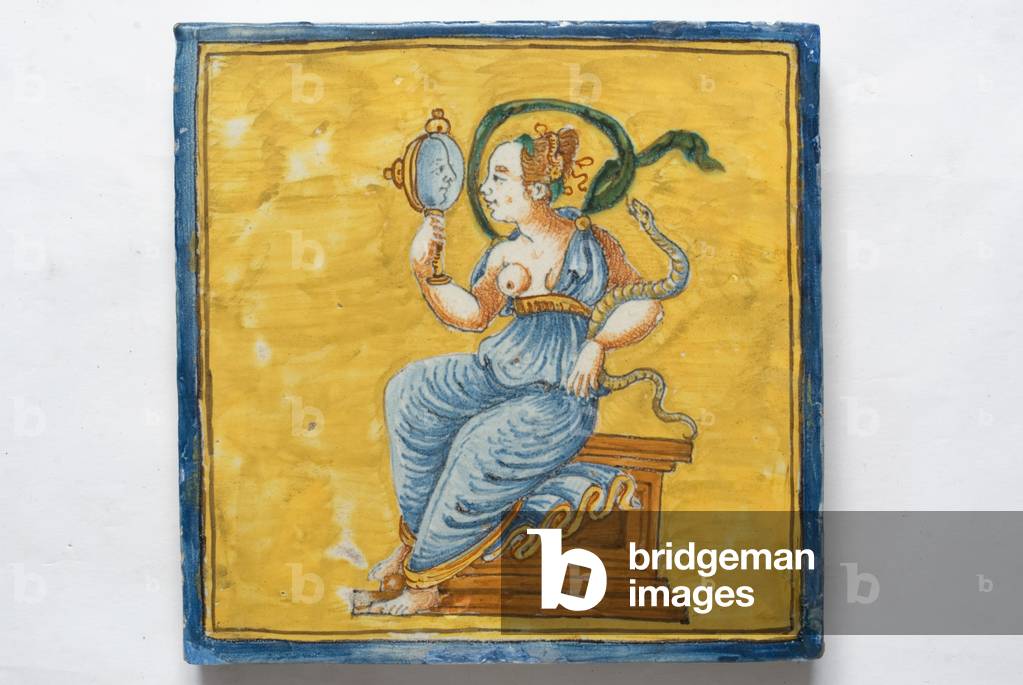 Allegory of Prudence, c.1520 (painted ceramic)