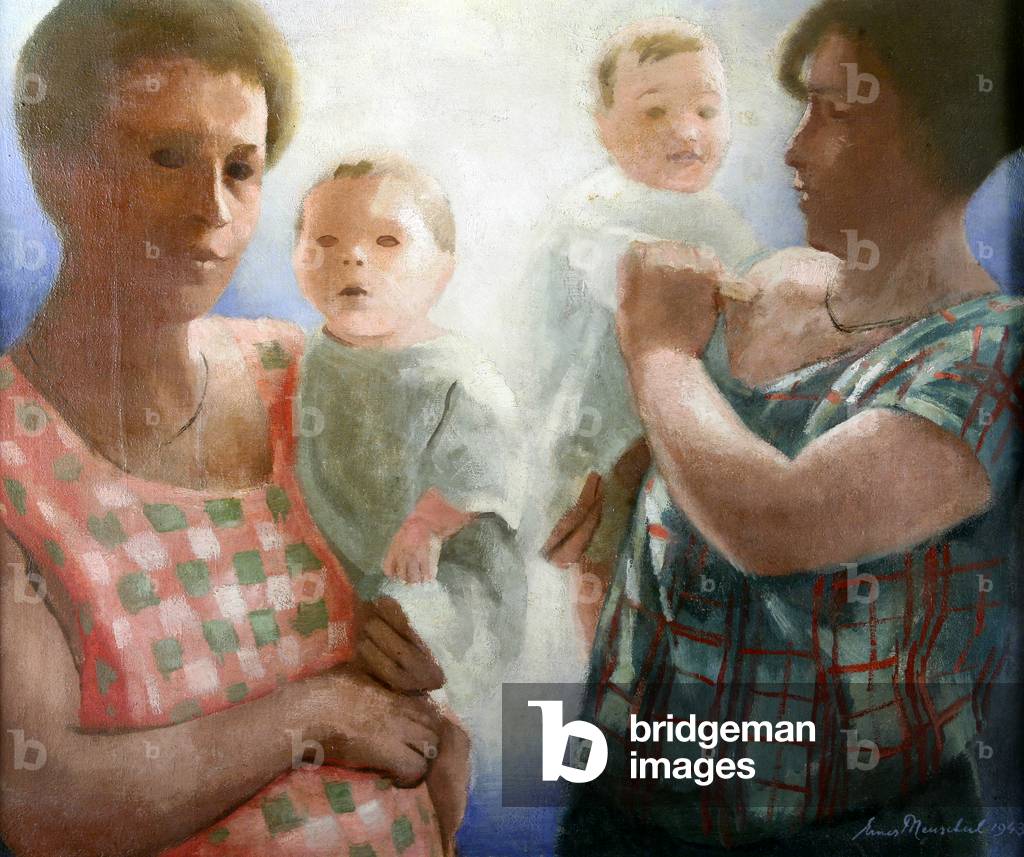 Unknown (two mothers and babies), 1943 (oil on canvas)