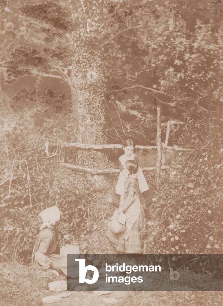 Some school children, Penllergare, c.1856 (oxymel negative)