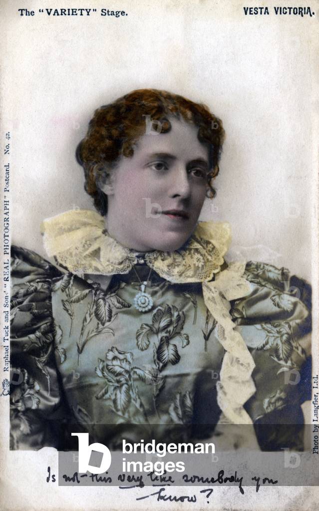 Vesta Victoria in role, English music hall singer and comedian, 26 November 1873 - 7 April 1951