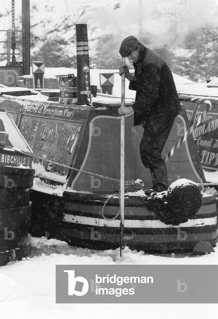 Breaking the Ice on the Canal (b/w photo)
