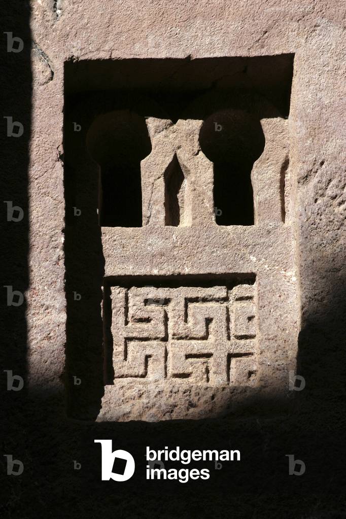 Bet Maryam - window of rock-hewn church in Lalibela, Ethiopia, Africa, November 2006.