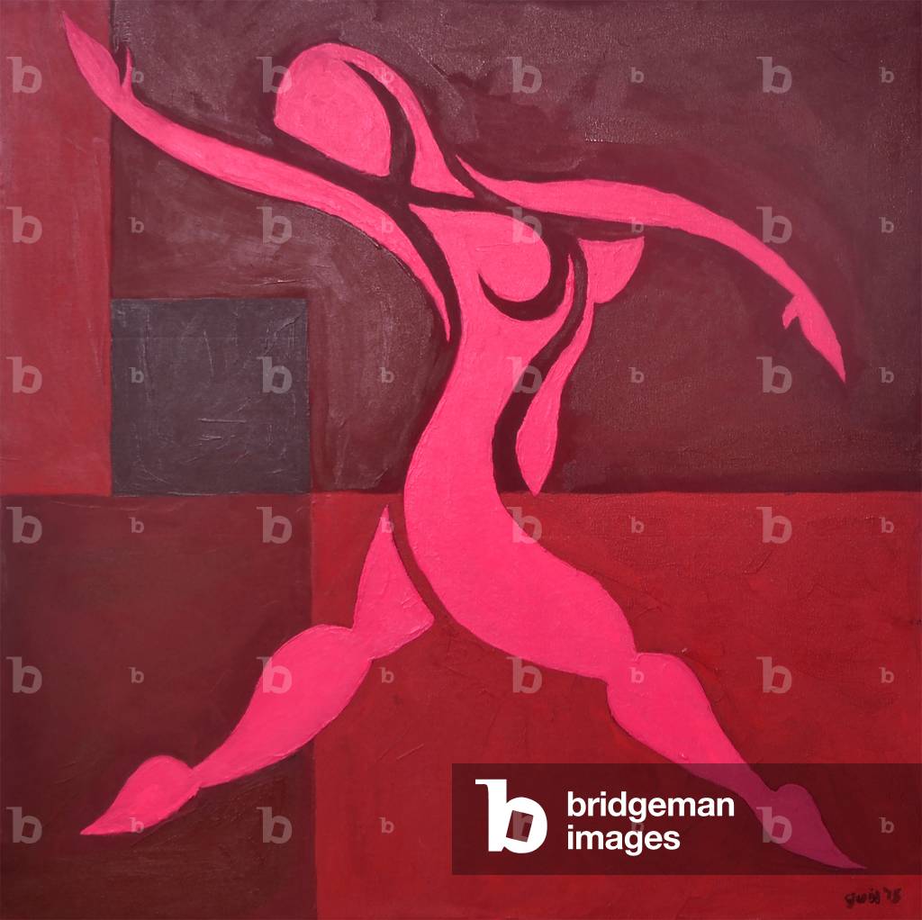 Study of Figure in Cubic Space Pink Version, 2015 (oil on canvas)