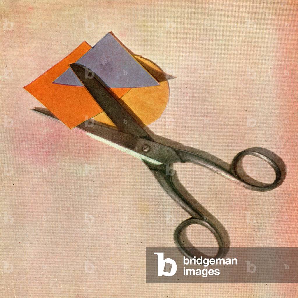 Vintage Children's Still Life - Scissors and Paper, 1947 (screen print)