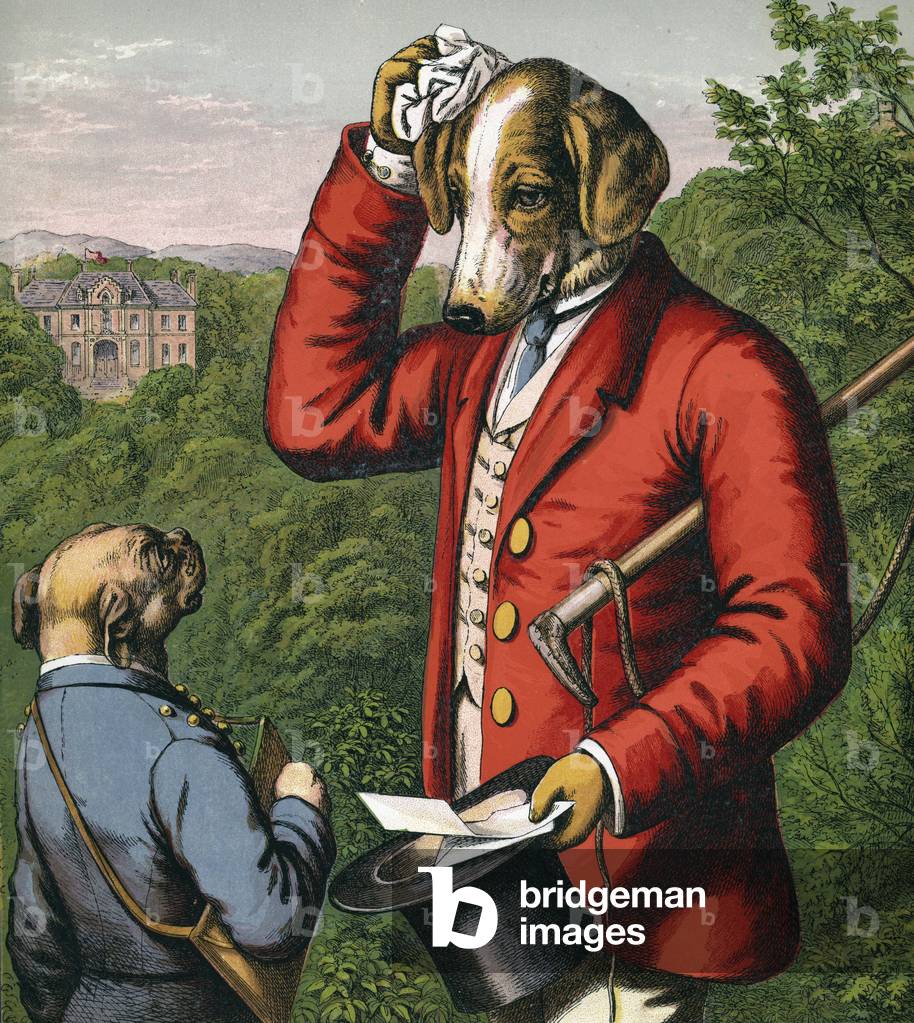 Dressed Foxhound at His Country Manor, 1883 (colour litho)