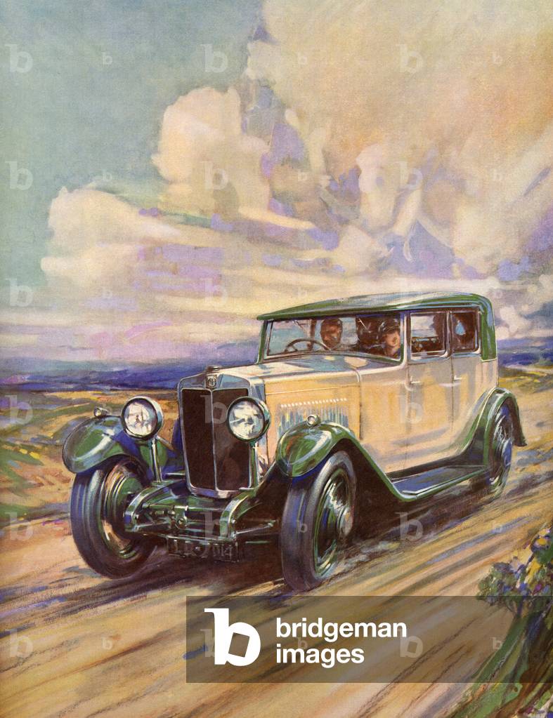 A 1920s Roadster Speeding Down a Dirt Road, 1921 (screen print)