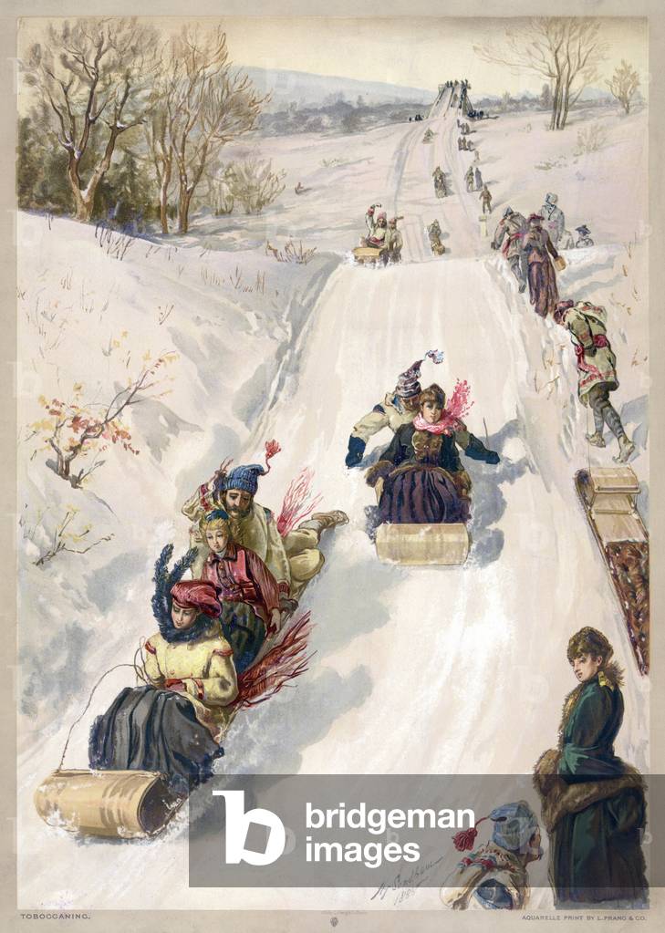 Tobogganing in the Countryside, 1886 (chromolithograph)