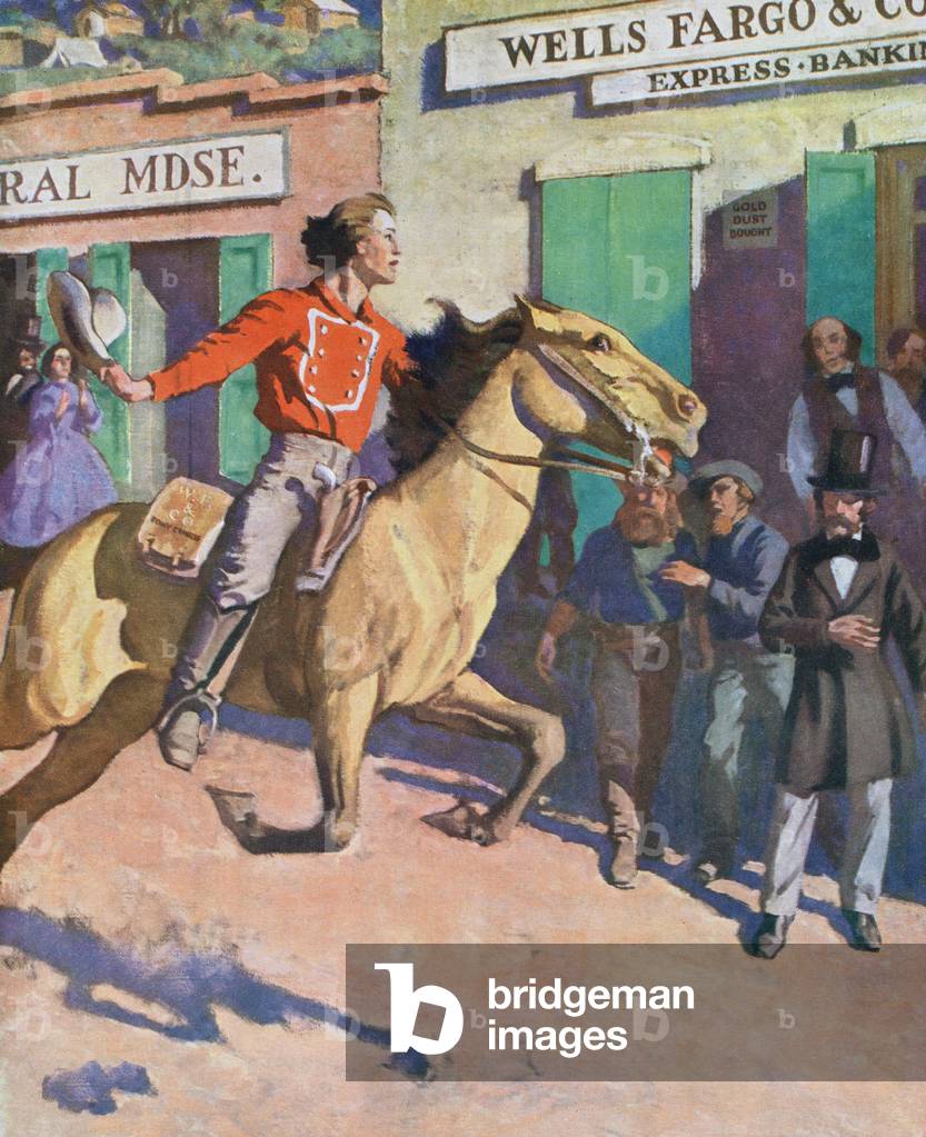 Wells Fargo Pony Express Rider, 1925 (screen print)