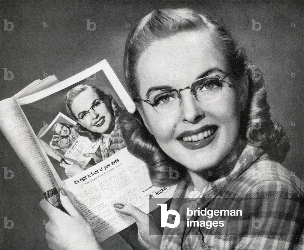 Woman with Picture of Herself in a Picture of Herself, 1950 (screen print)