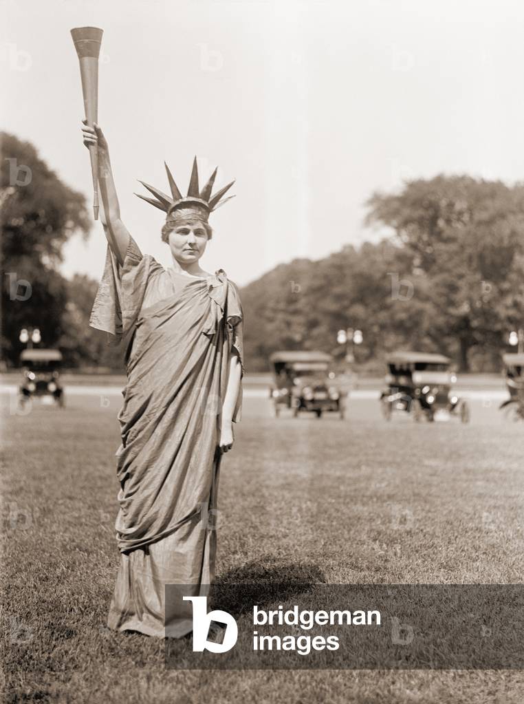 Woman Dressed as Lady Liberty, 1919 (silver print)