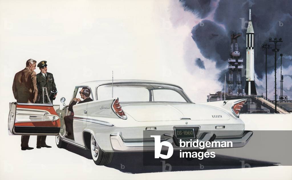 New DeSoto Car and Apollo Rocket, 1960 (lithograph)