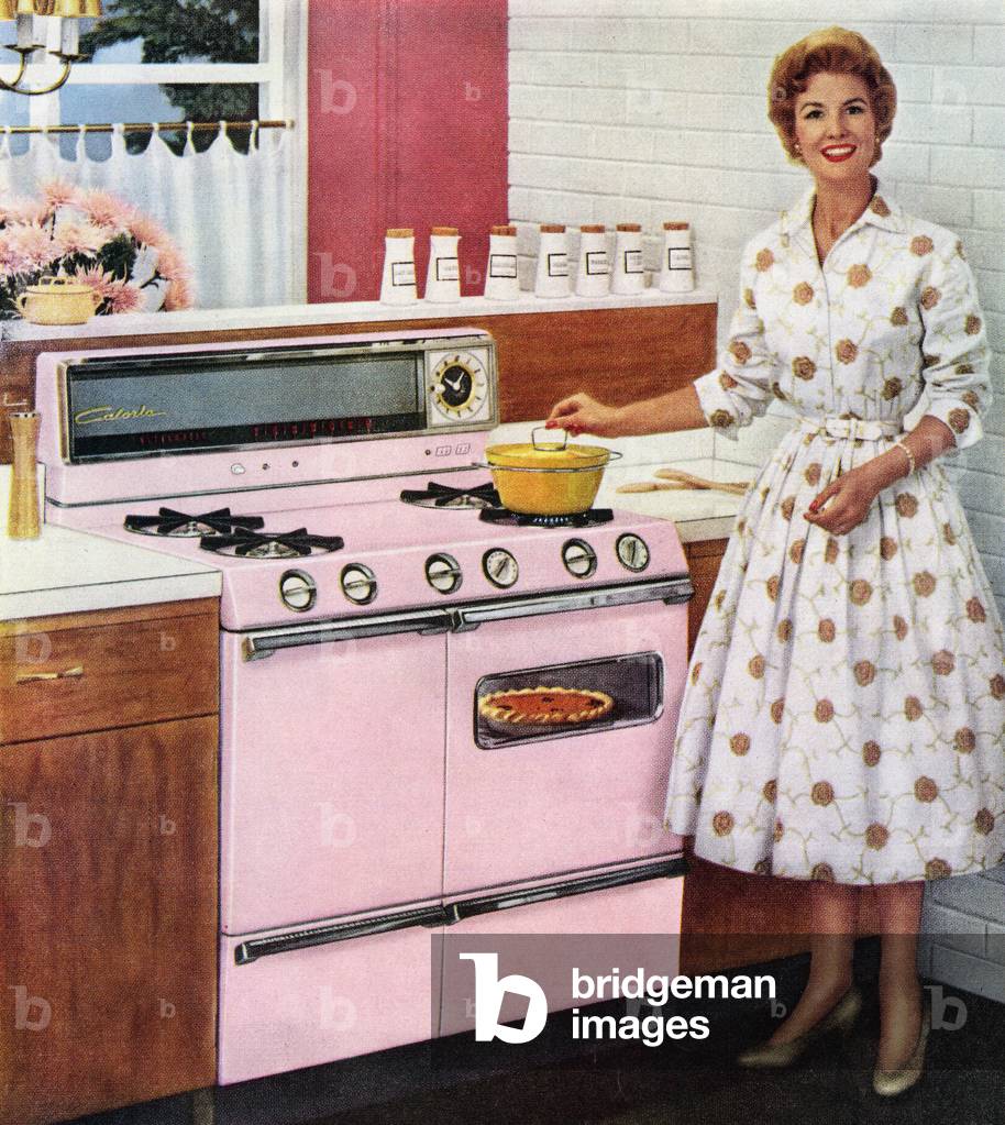 Happy Housewife with her New Pink Range Oven, 1957 (screenprint)