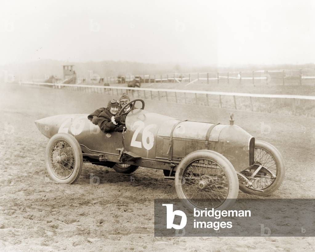Racers in a Stutz Weightman Racecar, 1916 (silver print)