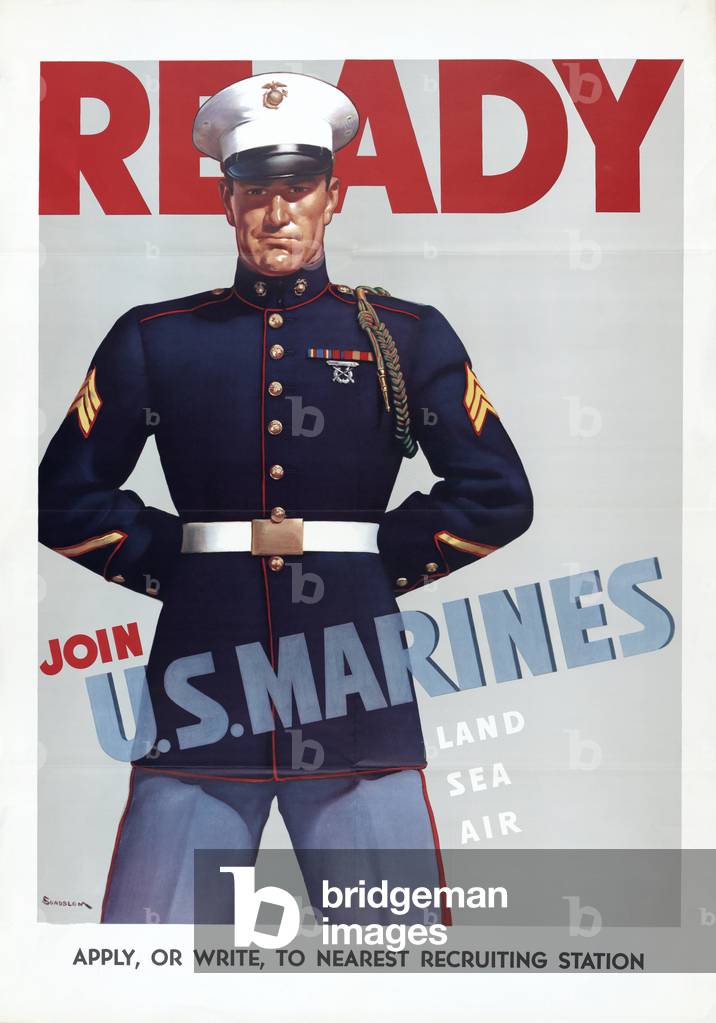 Ready - Join U.S. Marines WWII Recruitment Poster, 1942 (lithograph)