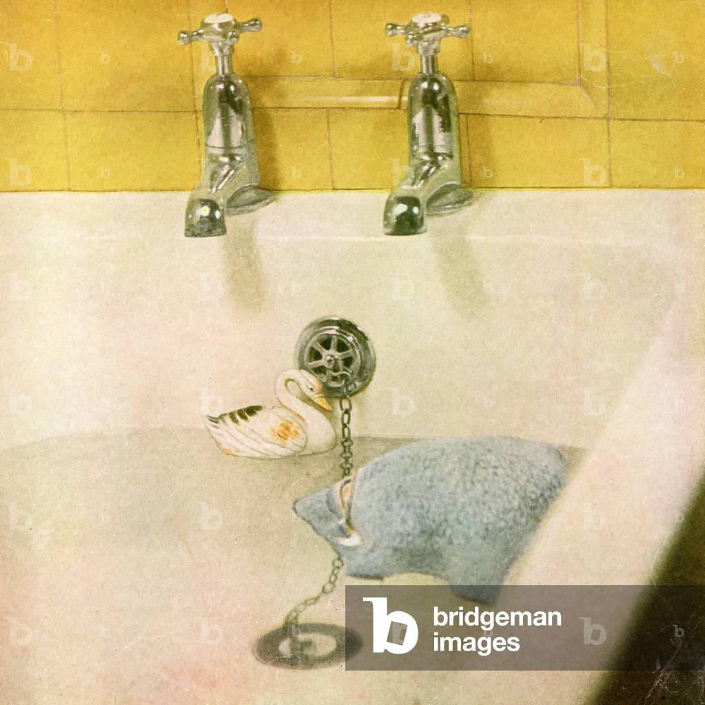 Vintage Children's Still Life - Filled Bathtub, 1947 (screen print)