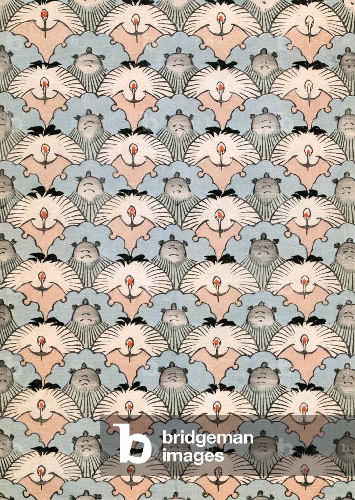 Woodblock Print of Ibis and Bats, 1882 (woodblock print)