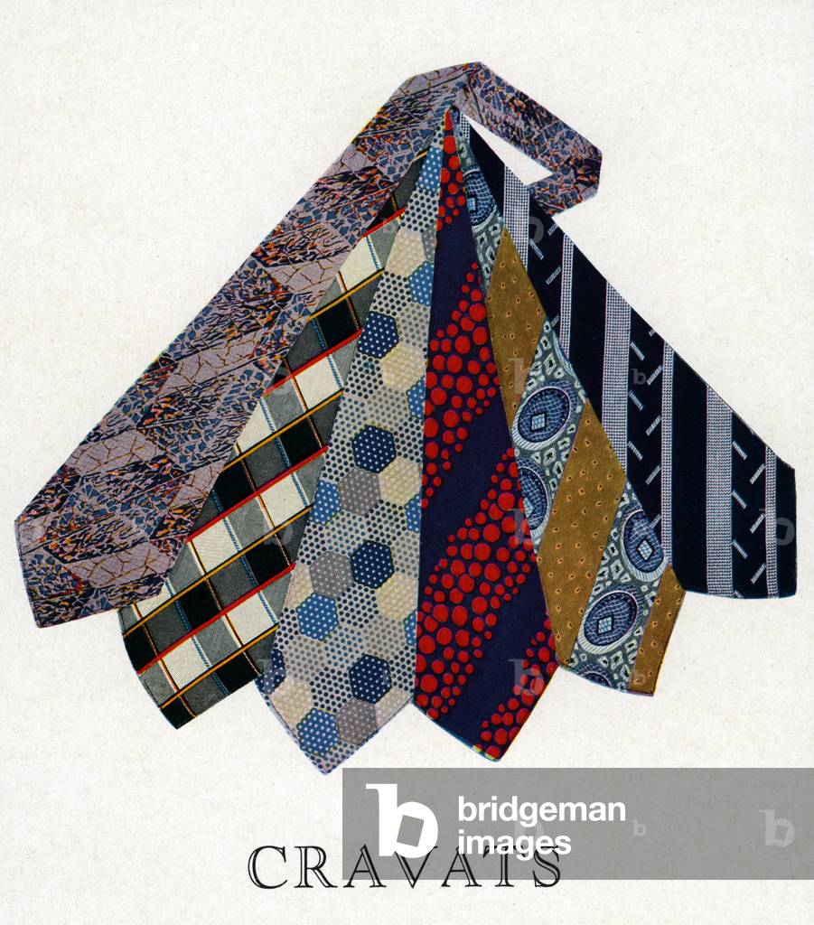 Illustration of Six Patterned Ties, c.1925 (screenprint)