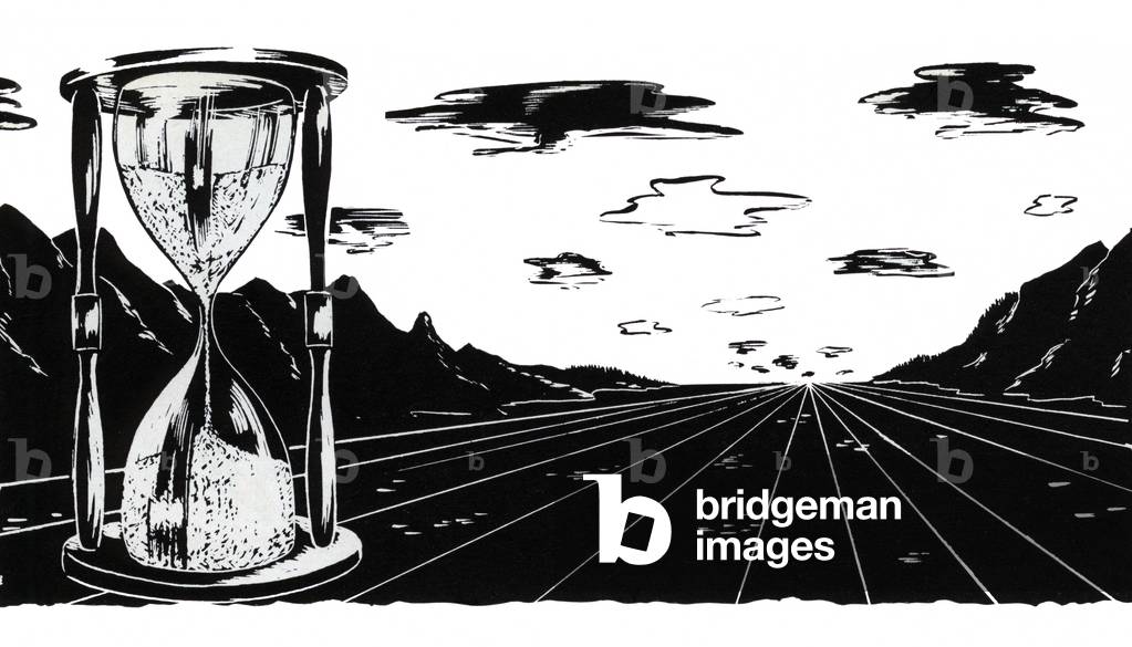 Sand Running Through Hourglass on Highway, 1951 (litho)