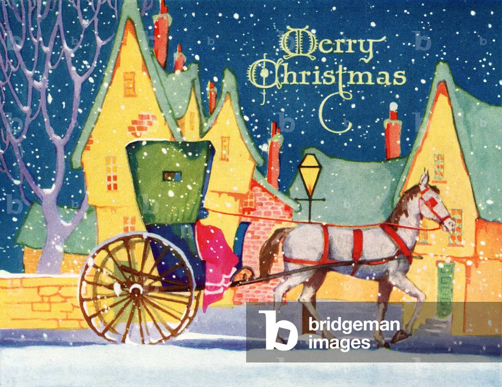 Merry Christmas Illustration, c.1925 (screenprint)